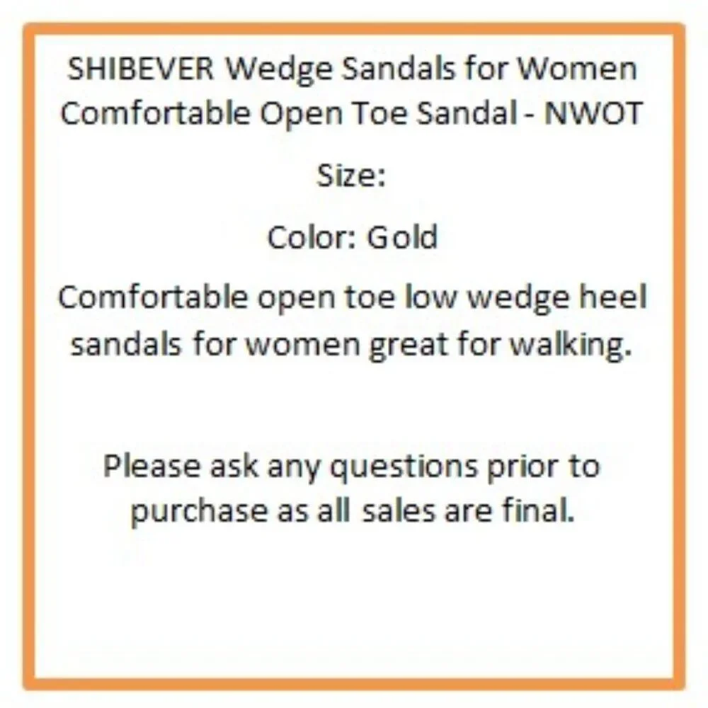SHIBEVER Wedge Sandals for Women Comfortable Open Toe Sandal - NWOT